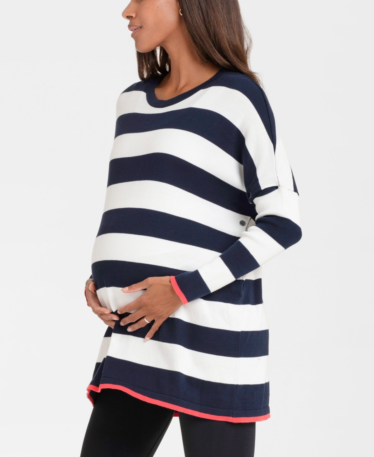 Shop Seraphine Women's Bold Stripe Cotton Knit Maternity And Nursing Jumper In Navy Stripe