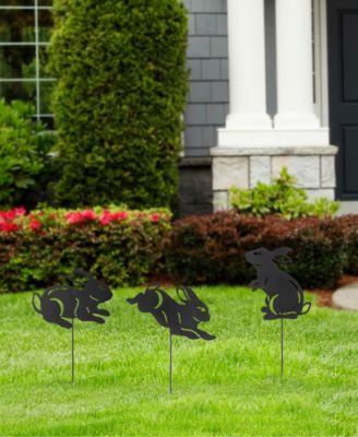 18" H Multi-Functional 2-in-1 Set of 3 Metal Rabbit Silhouette Pick Wall Decor
