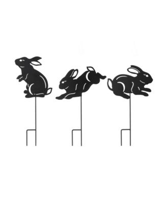 18" H Multi-Functional 2-in-1 Set of 3 Metal Rabbit Silhouette Pick Wall Decor