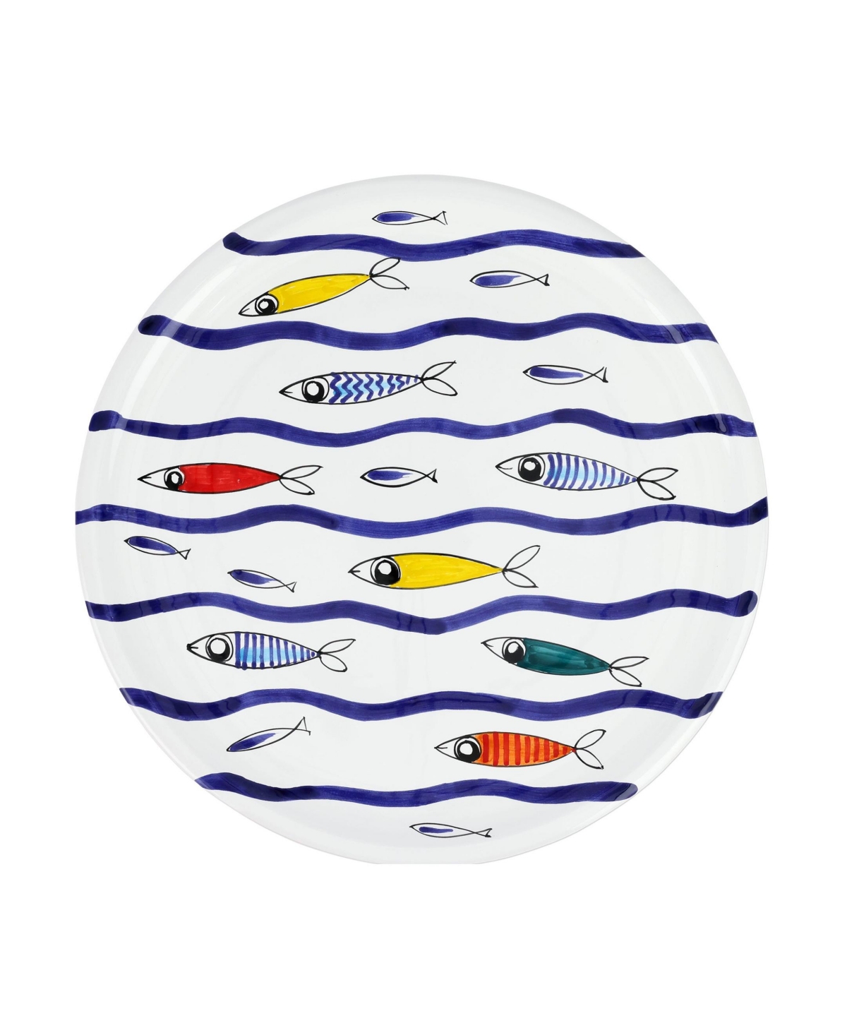 Vietri Pesce Pazzo Round Platter In Blue