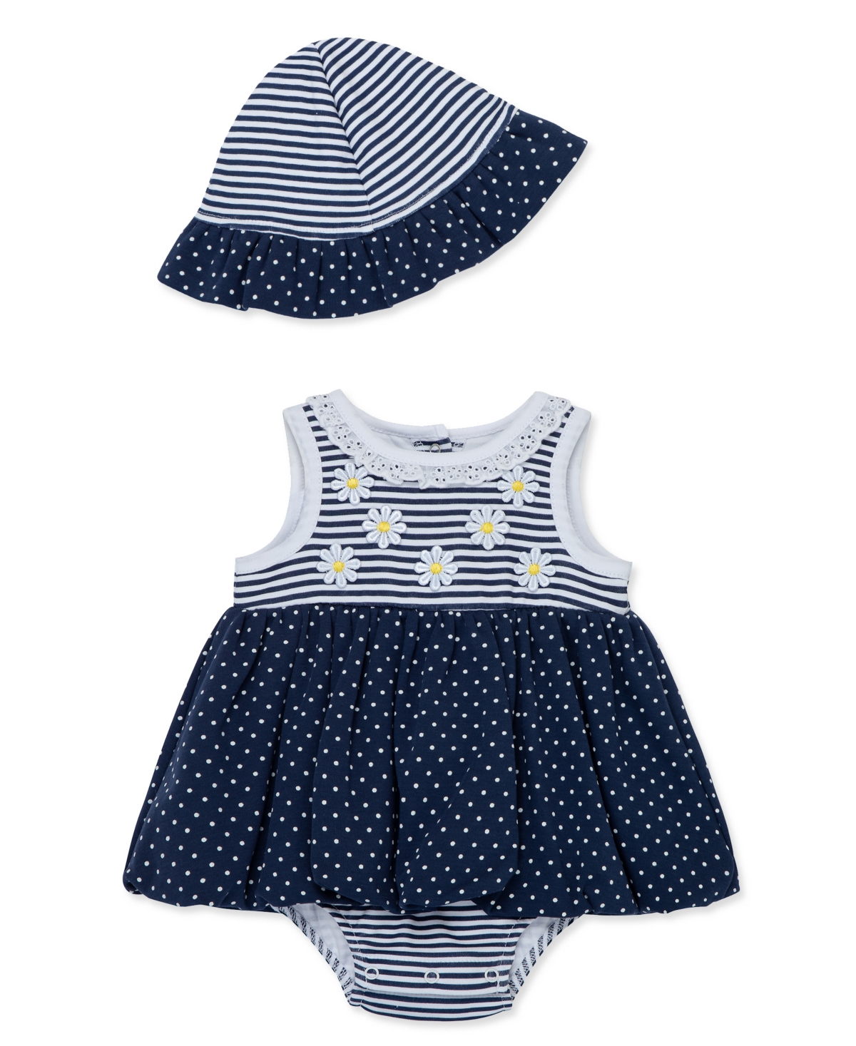 Shop Little Me Baby Girls Daisies Popover With Hat In Blue