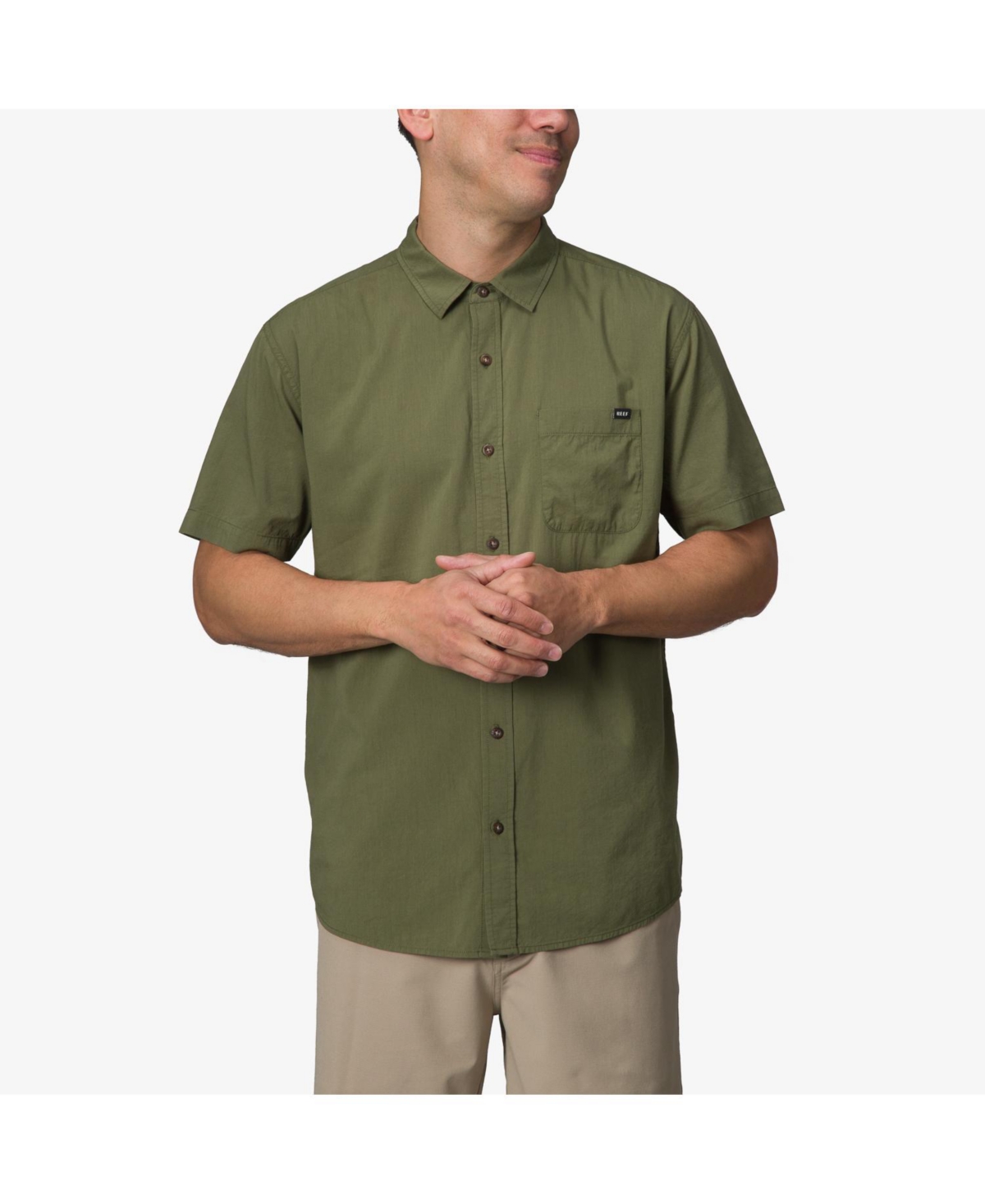 Reef Men's Collins Short Sleeve Woven Shirt In Olivine