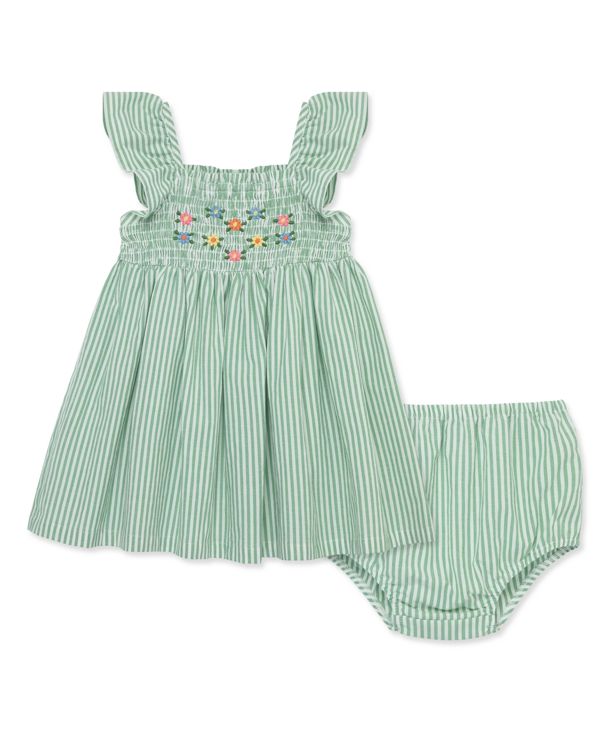 Shop Little Me Baby Girls Green Embroidered Sundress