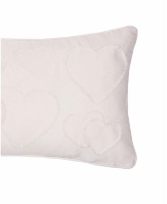 White Heart Pattern Applique Accent Throw Pillow 12" x 24"
