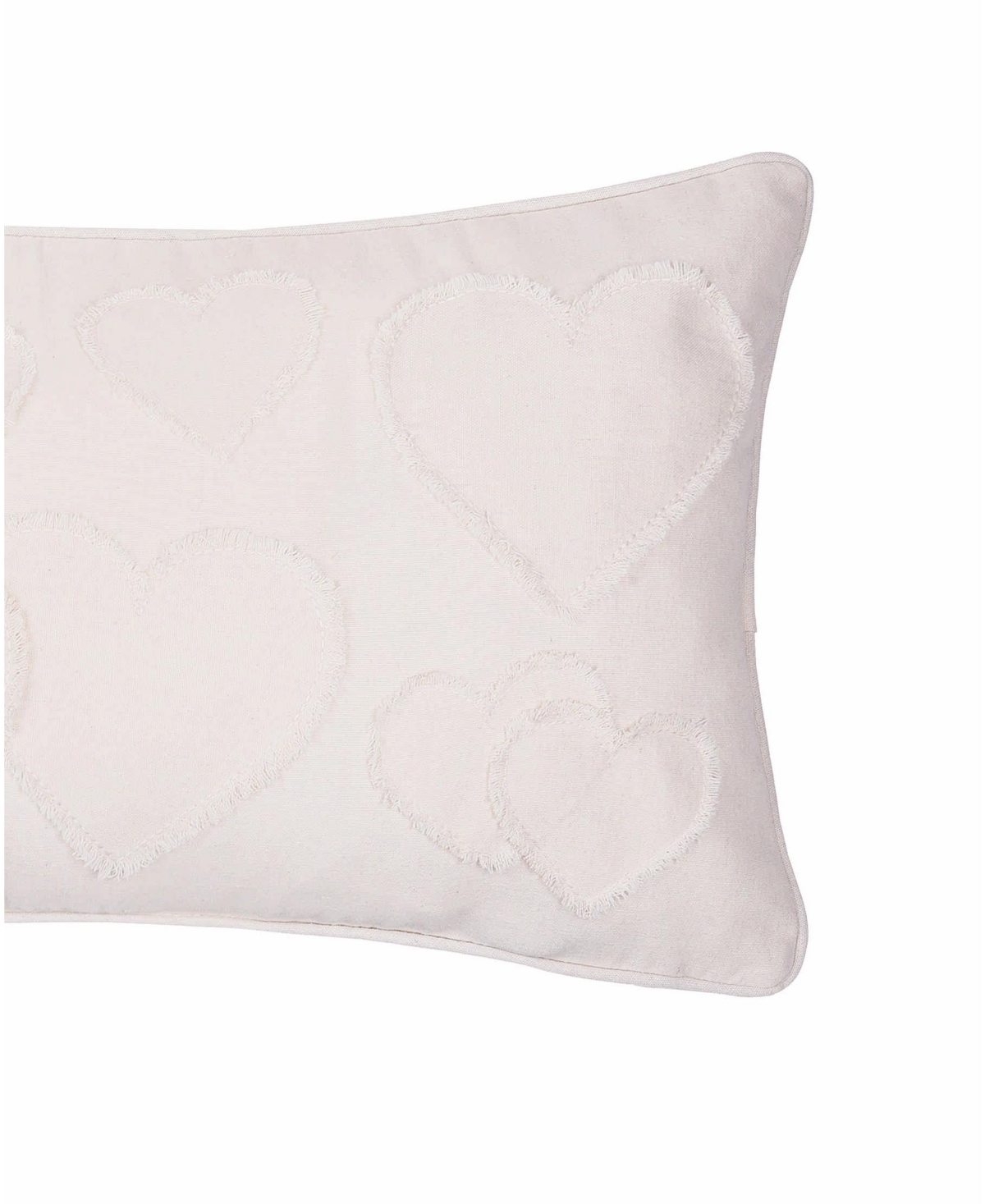 12" x 24" White Heart Applique Valentine's Day Heart Pillow