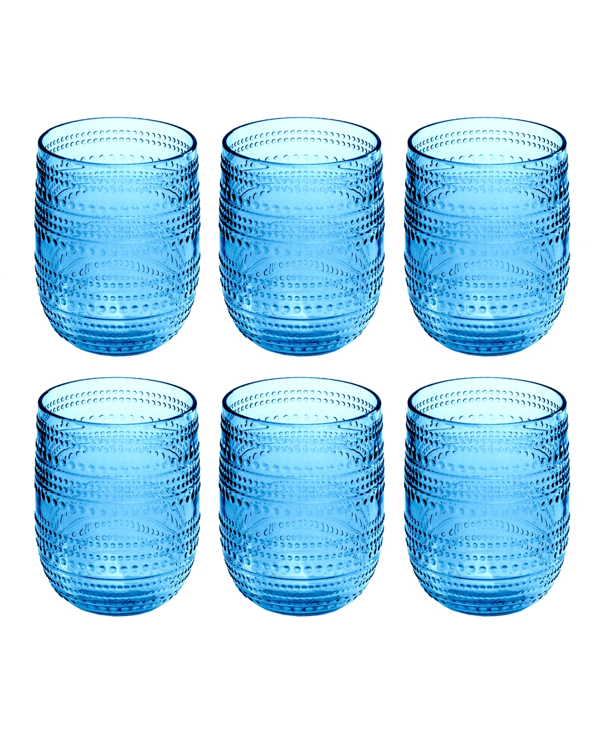Tarhong Beaded Stemless Cobalt Glasses, Set Of 6 In Blue