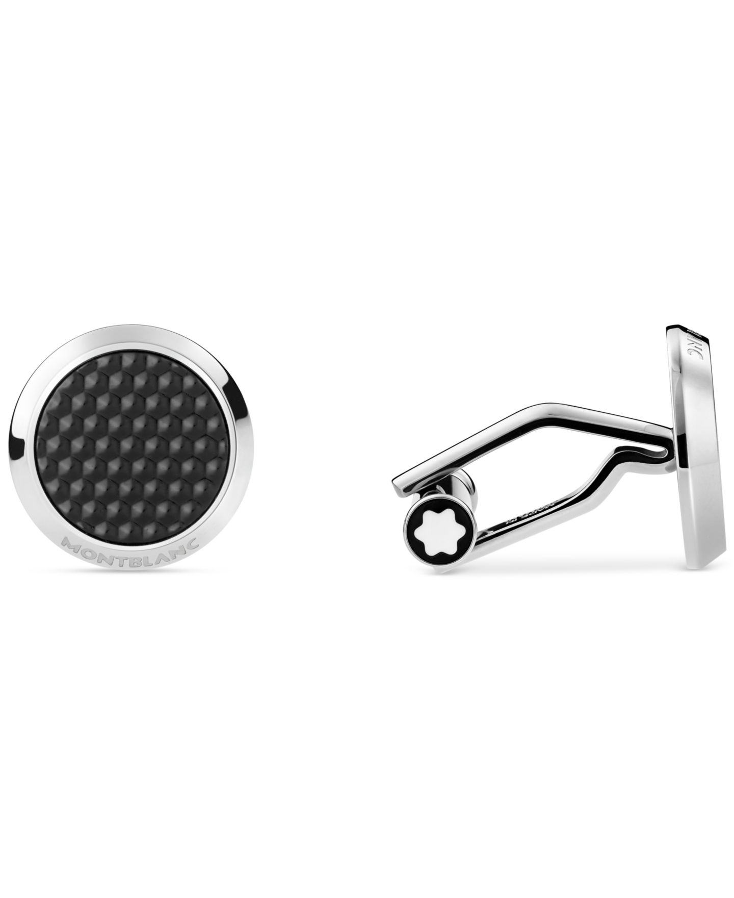 Мужские запонки Montblanc Meisterstuck Black & Stainless Steel Cuff Links — фото 1