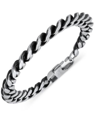 Men's Gunmetal-Tone Stainless Steel Cuban Link Chain Bracelet