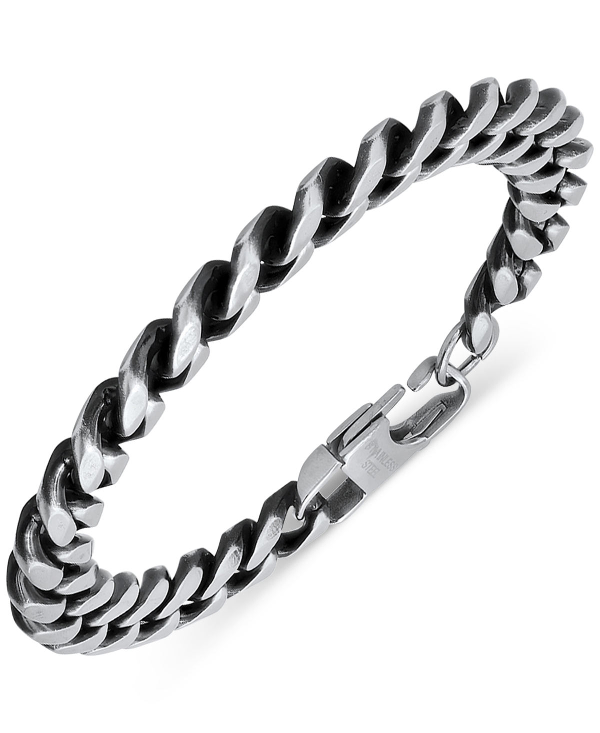Steeltime Men's Gunmetal-tone Stainless Steel Cuban Link Chain Bracelet In Gunmetal