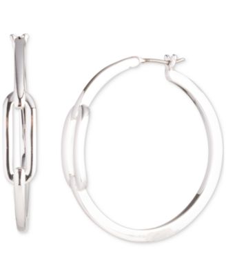 Lauren Ralph Lauren - Silver-Tone Medium Link Hoop Earrings, 1.23"