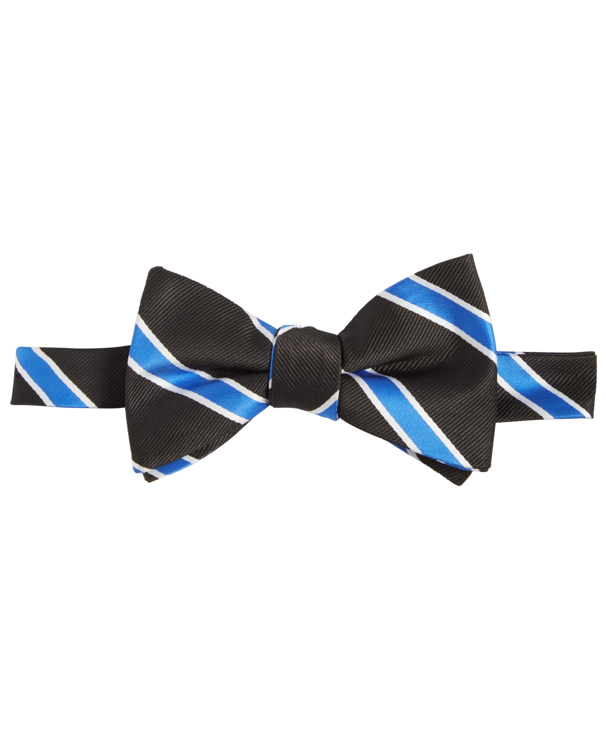 Men's Royal Blue & White Stripe Bow Tie - Black
