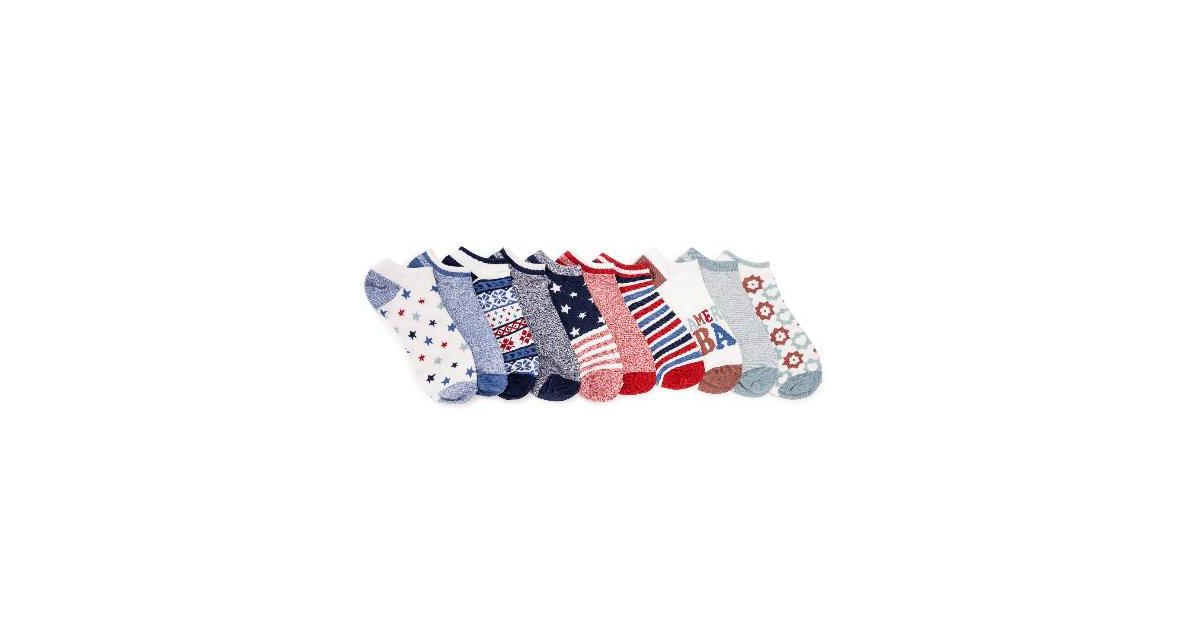 Muk Luks Women's 10 Pack Low Cut Socks - 4th of july