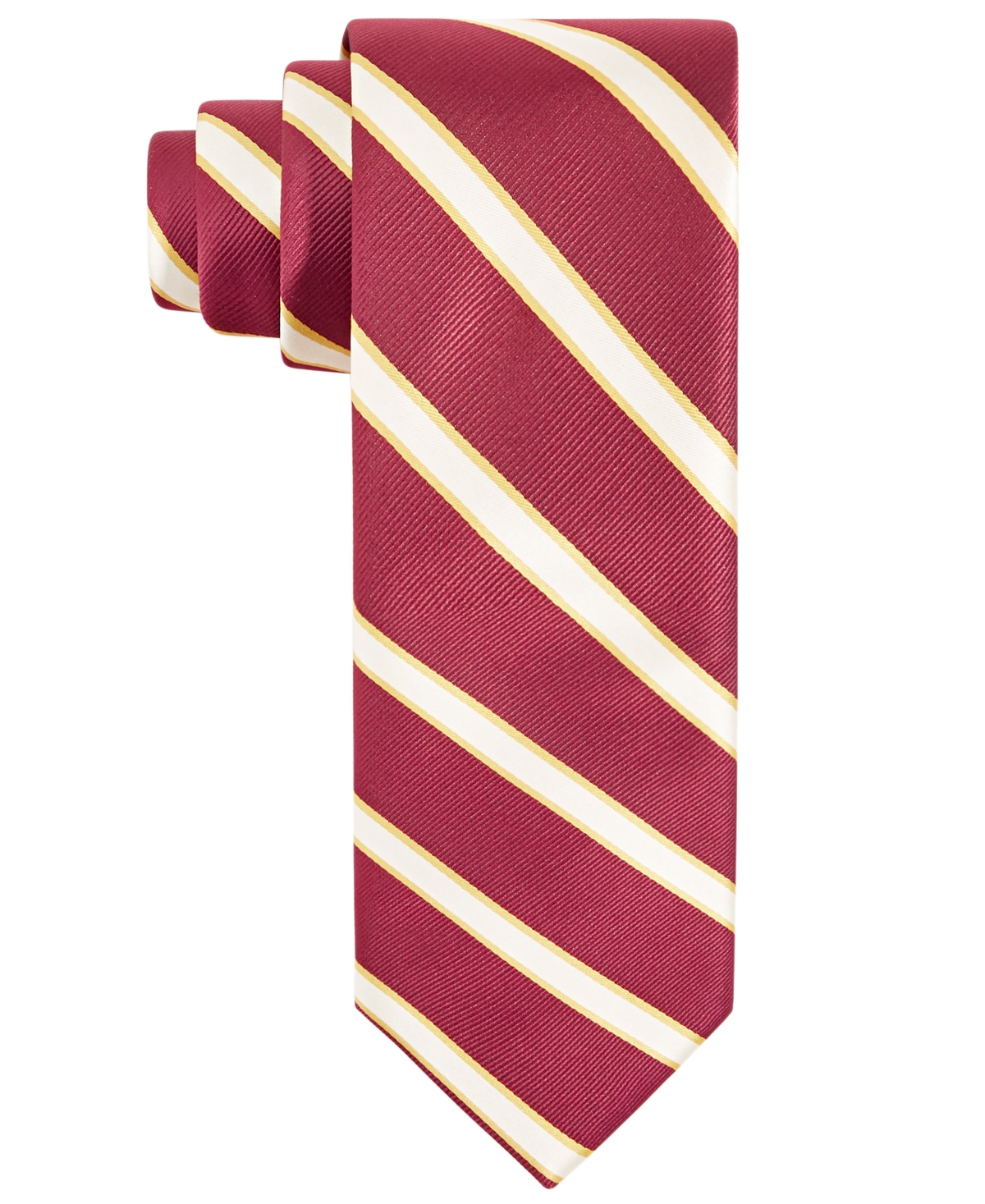 Men's Crimson & Cream Stripe Tie - Red