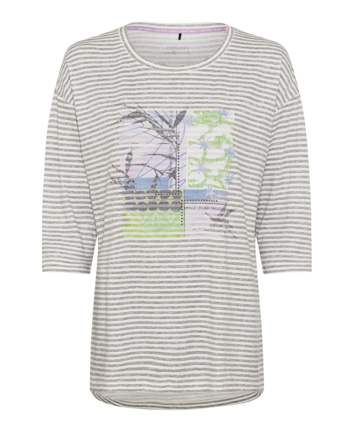 Cotton Blend Multi-Print T-Shirt containing Tencel Modal - Silver grey
