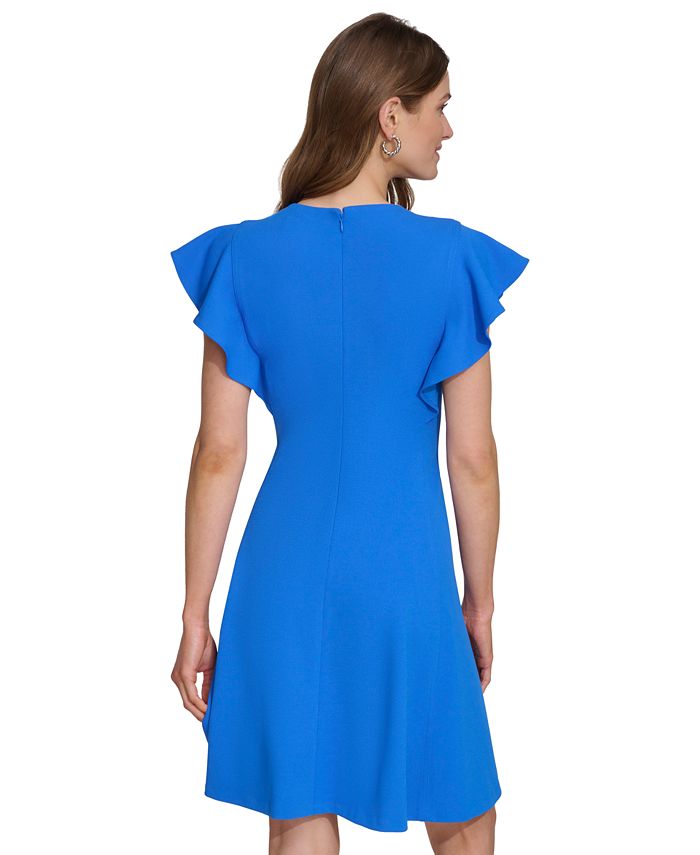 DKNY Women's Flutter-Sleeve Seamed Fit & Flare Dress - Macy's