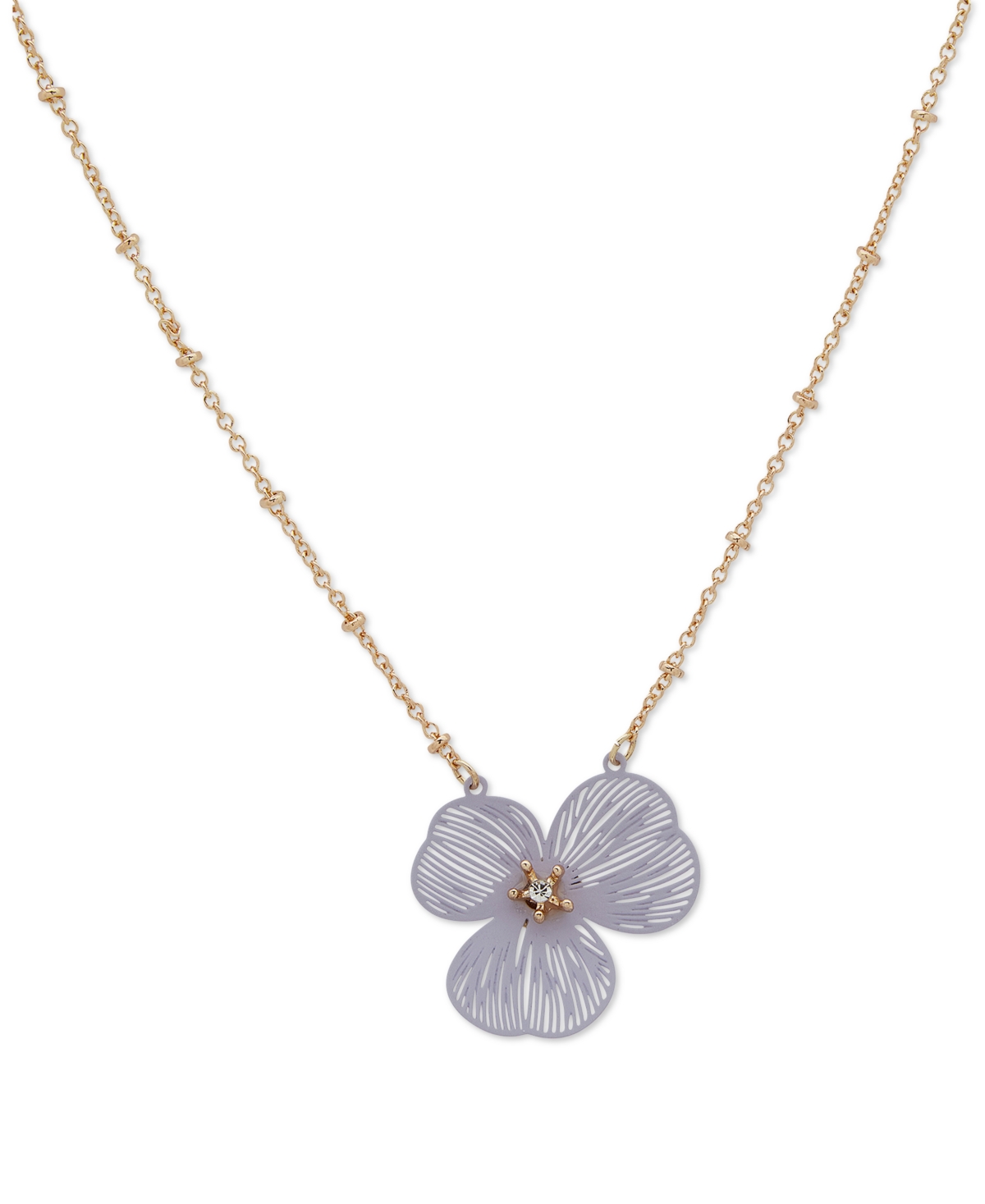 Lonna & Lilly Gold-tone Openwork Flower Pendant Necklace, 16" + 3" Extender In Lavender