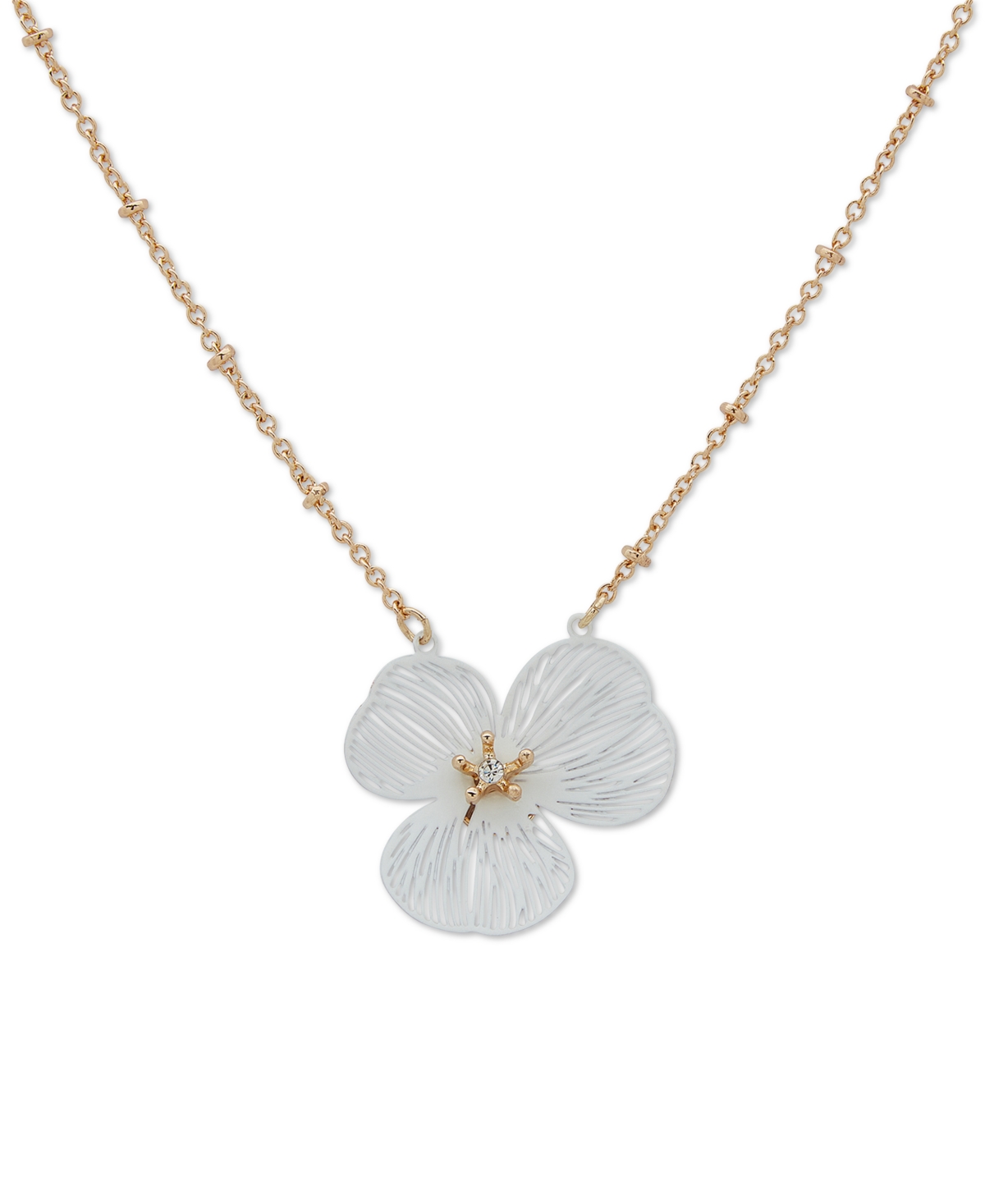 Lonna & Lilly Gold-tone Openwork Flower Pendant Necklace, 16" + 3" Extender In White