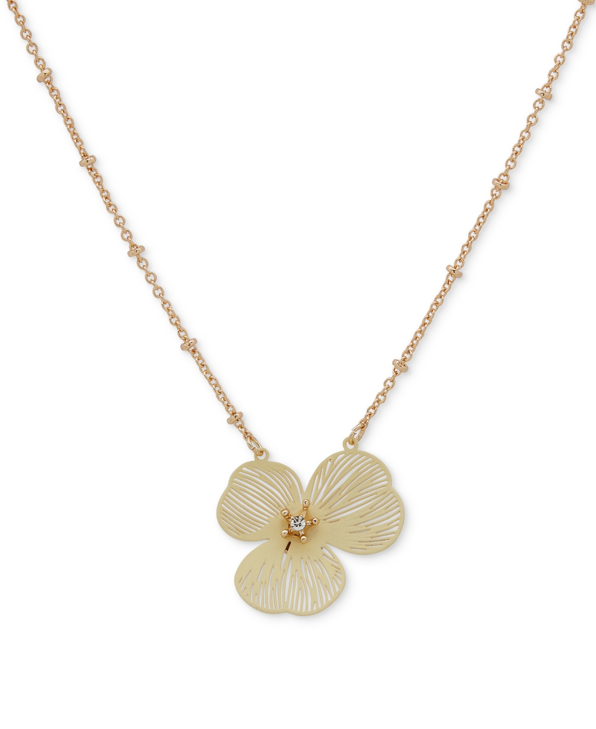 Lonna & Lilly Gold-tone Openwork Flower Pendant Necklace, 16" + 3" Extender In Yellow