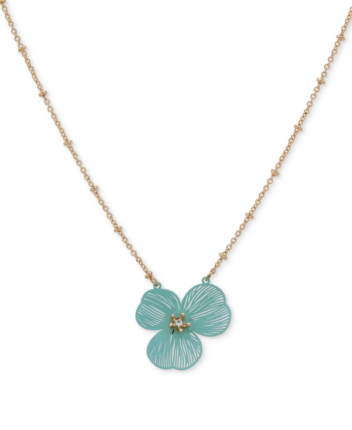 Lonna & Lilly Gold-tone Openwork Flower Pendant Necklace, 16" + 3" Extender In Seafoam