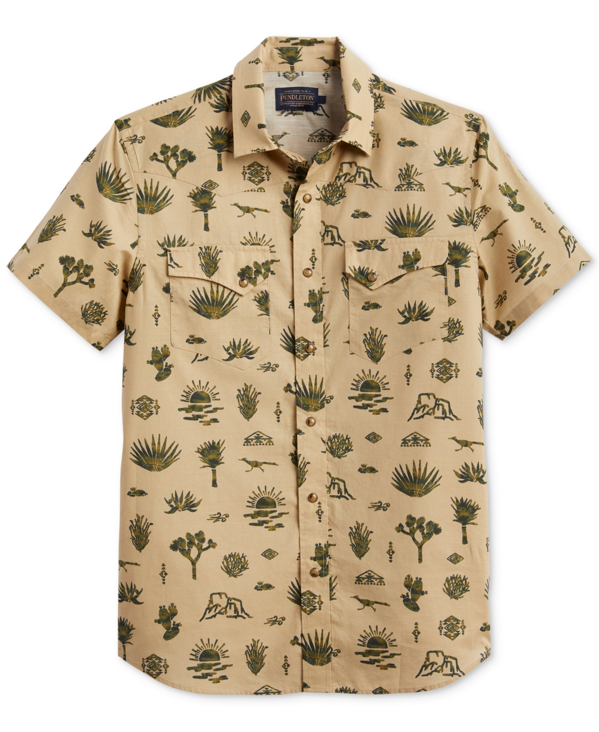 Men's Laramie Desert Print Short Sleeve Button-Front Shirt - Yuca Valley Tan