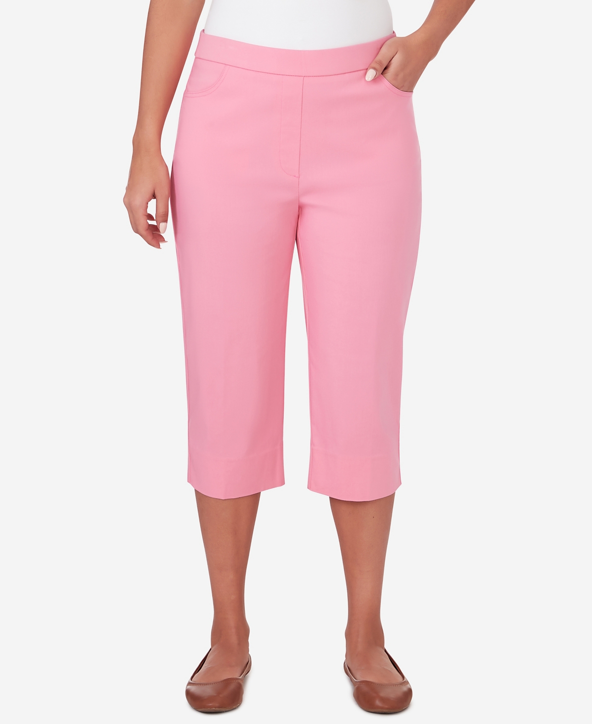 Shop Alfred Dunner Women's Miami Beach Miami Clam Digger Pull-on Pants In Pink