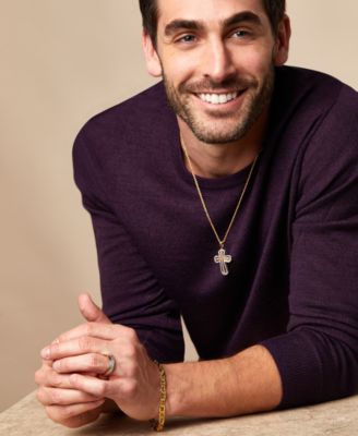 Men's Lab Grown Diamond Cross 22" Pendant Necklace (1 ct. t.w.) in 14k Two-Tone Gold