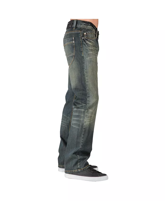 Men's Relaxed Straight Handcrafted Wash Premium Denim Signature Jeans - thumbnail 3