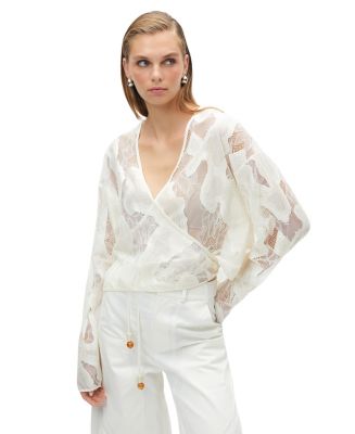 Azure Embroidered Scallop Top