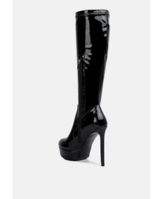 Shawtie High Heel Stretch Patent Calf Boots