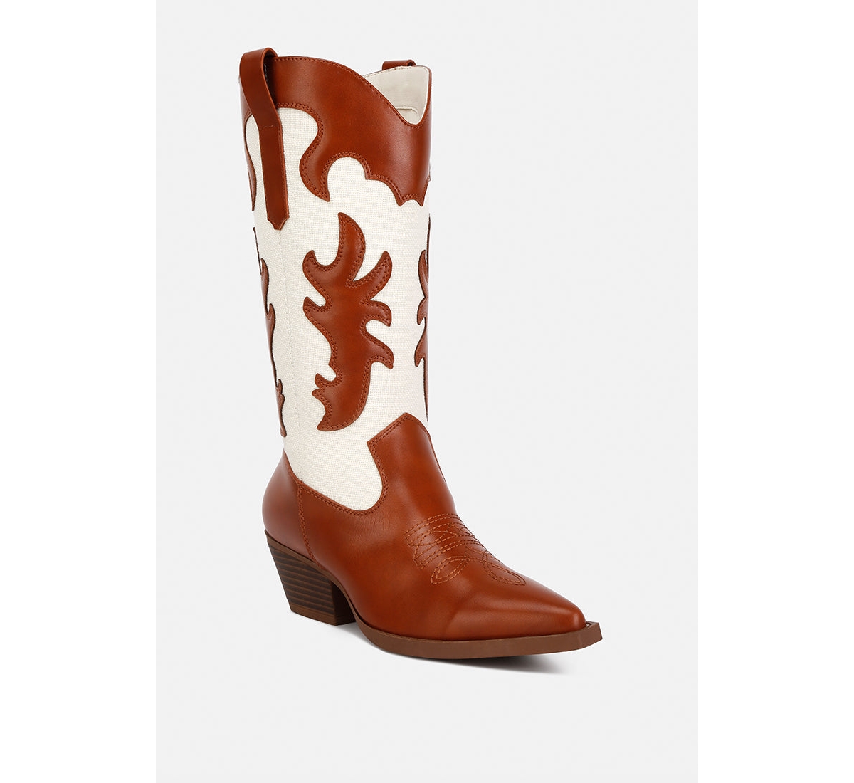 Fallon Faux Leather Patchwork Cowboy Boots