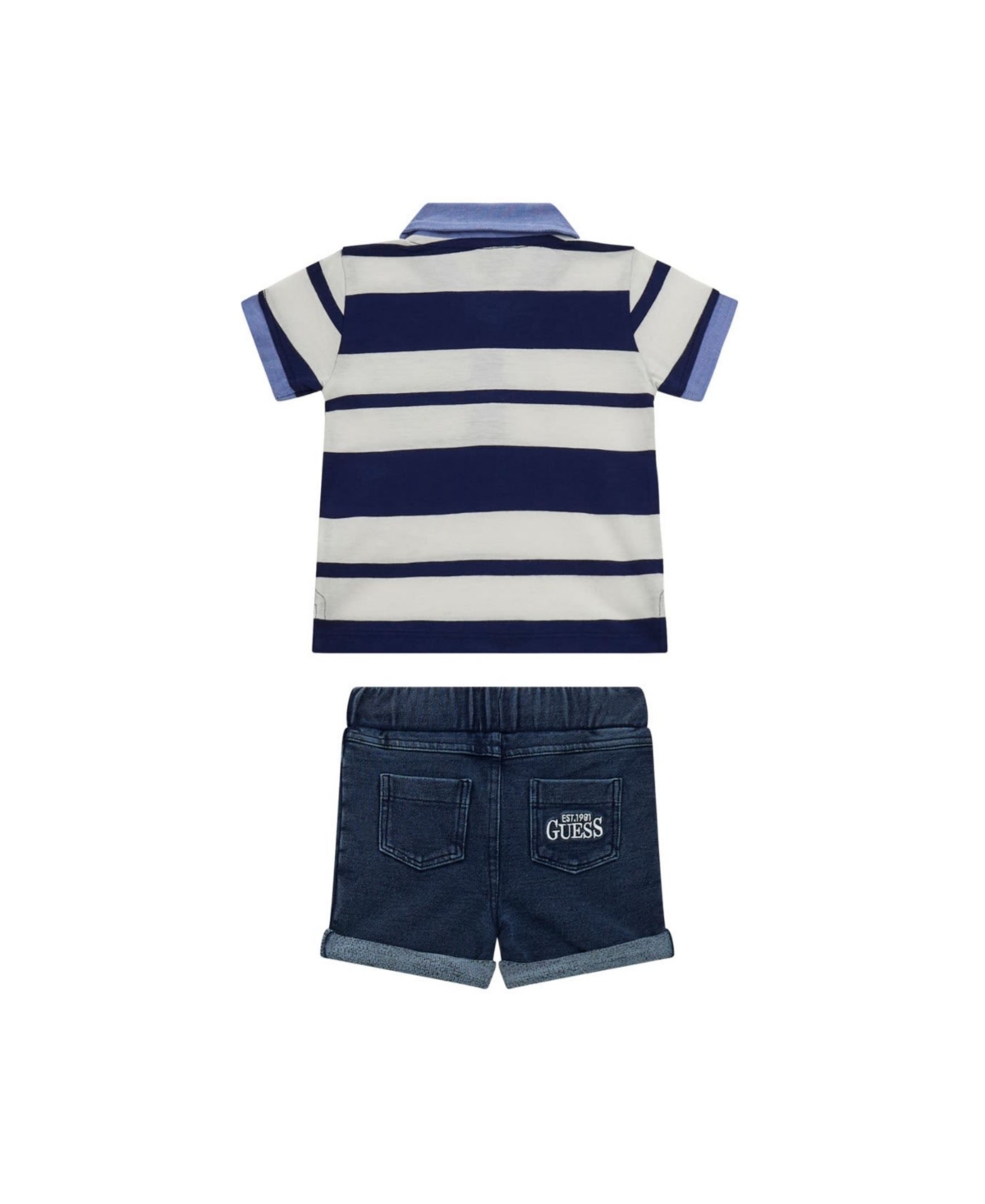 Guess Baby Boy Short Sleeve Polo and Denim Short Set