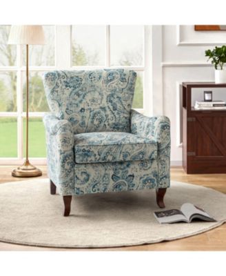 Ewert Comfy Floral Fabric Pattern Armchair with Wingback Design