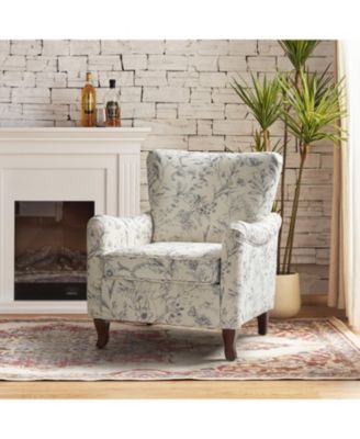 Ewert Comfy Floral Fabric Pattern Armchair with Wingback Design