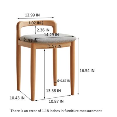Natural Beech Wood Make-Up Stool Bed Bench For Dining Room, Bedroom