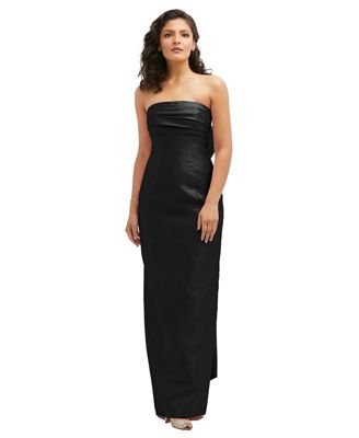 Women's Strapless Draped Bodice Column Dress with Oversized Bow