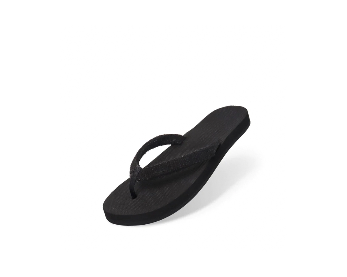 Indosole Women's Flip Flops Recycled Pable Straps -black