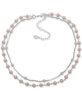 Anne Klein - Silver-Tone Multi-Row Convertible Necklace, 16" & 17"
