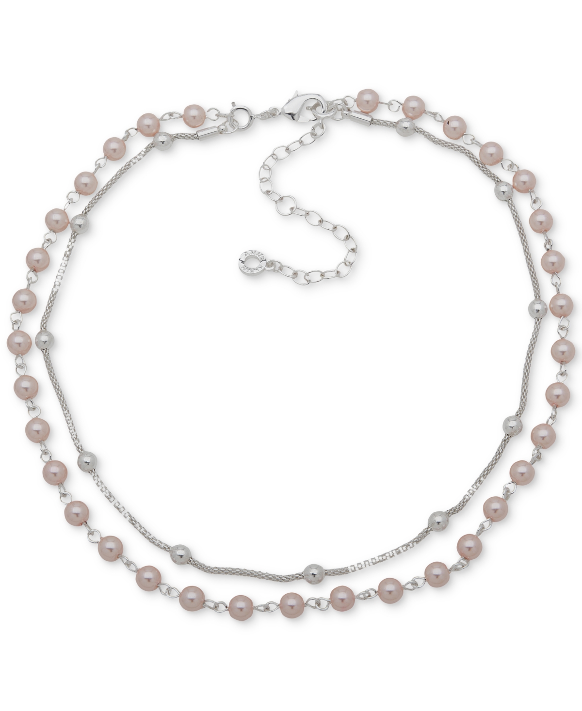 Shop Anne Klein Silver-tone Multi-row Convertible Necklace, 16" & 17" In Pink