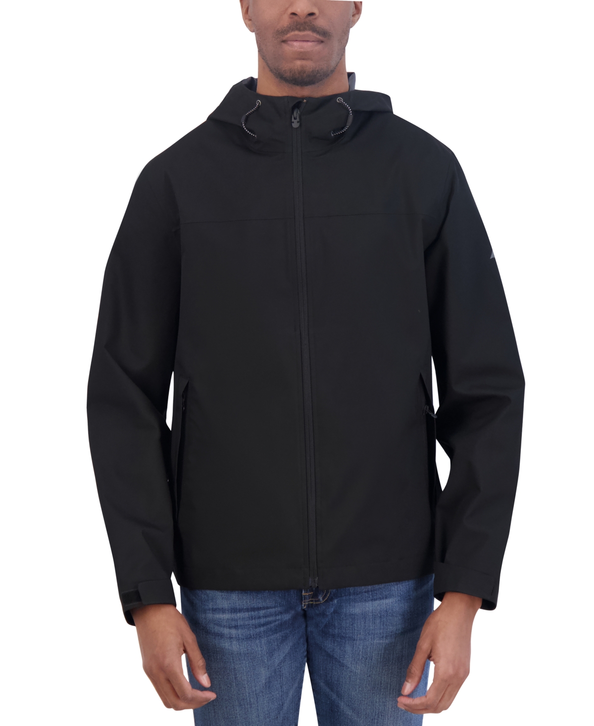 Shop Nautica Men's Packable Full-zip Hooded Jacket In Black