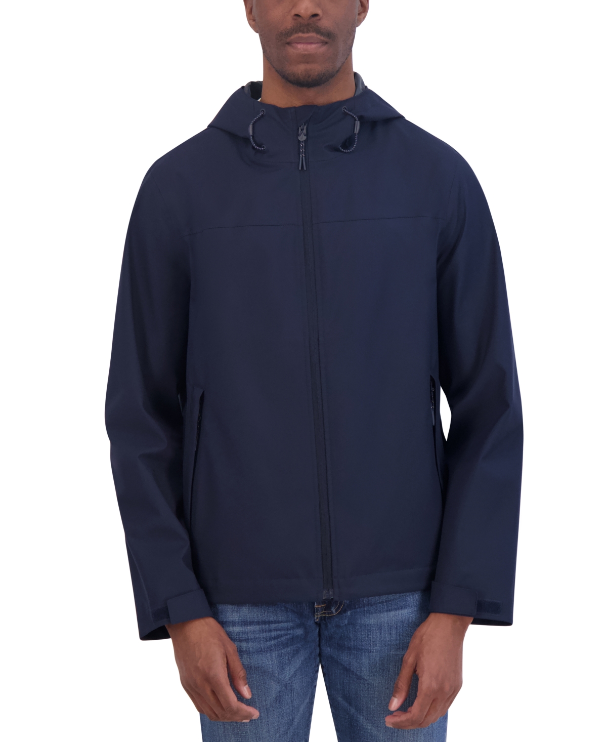 Men's Packable Full-Zip Hooded Jacket - Navy