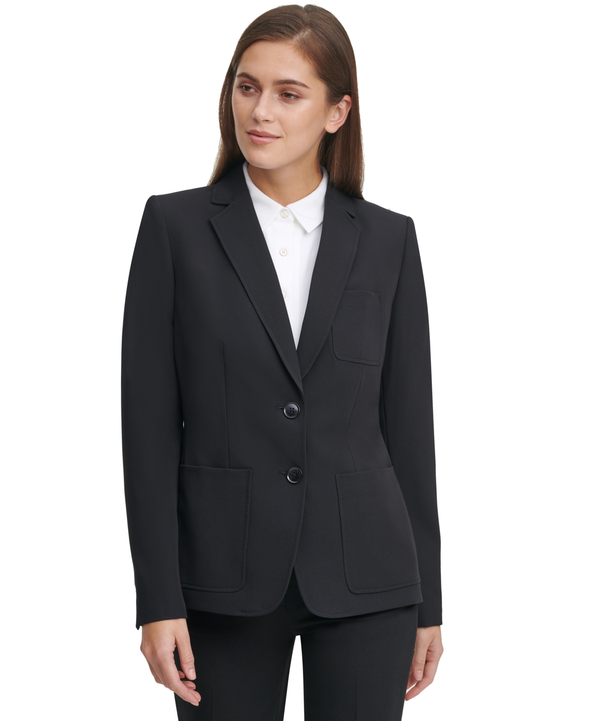 Tommy Hilfiger Women's Notched-collar Double-button Blazer In Black