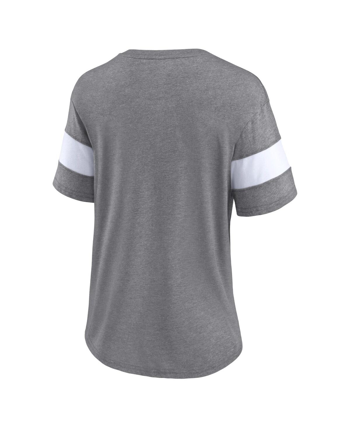 Women's FanaticsKansas City Chiefs Super Bowl Lviii Champions Own the Moment Tri-Blend V-Neck T-shirt - Heather Gray, White