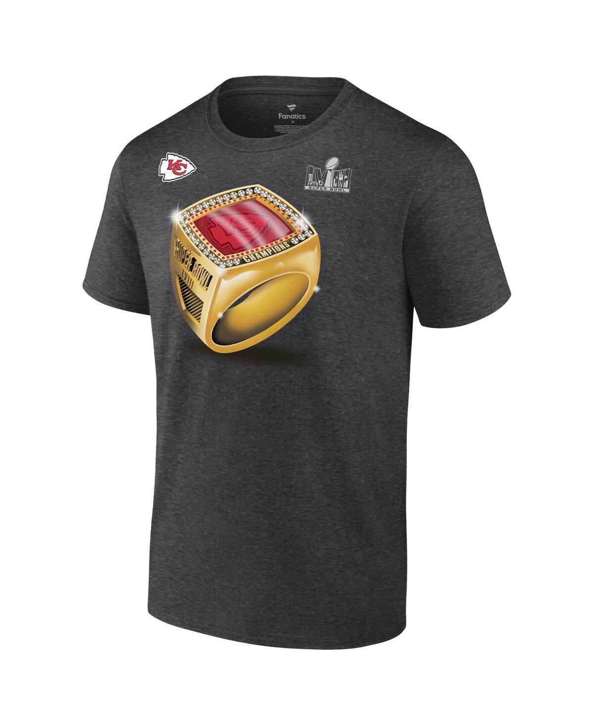 Shop Fanatics Men's  Heather Charcoal Kansas City Chiefs Super Bowl Lviii Champions Ring Season T-shirt