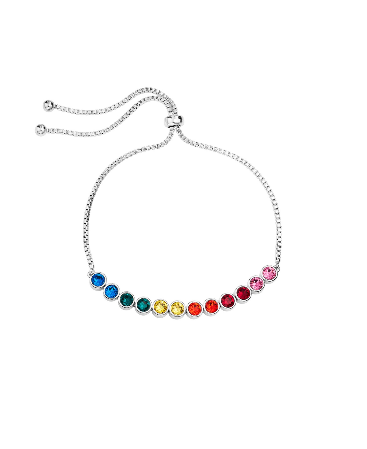 Women'sCrystal Bezel Set Adjustable Bracelet - Rainbow