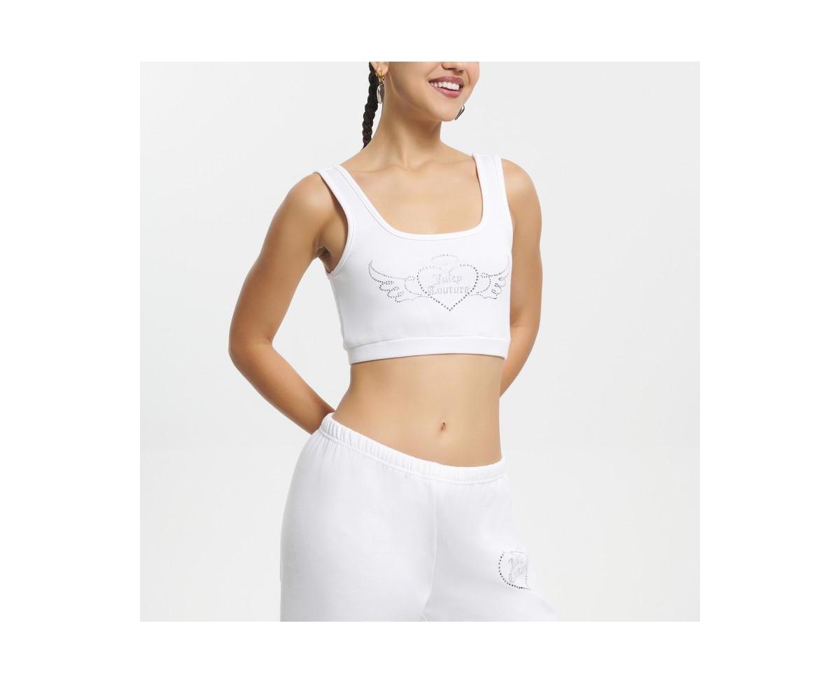V-day Fleece Cropped Tank With Hotfix - White