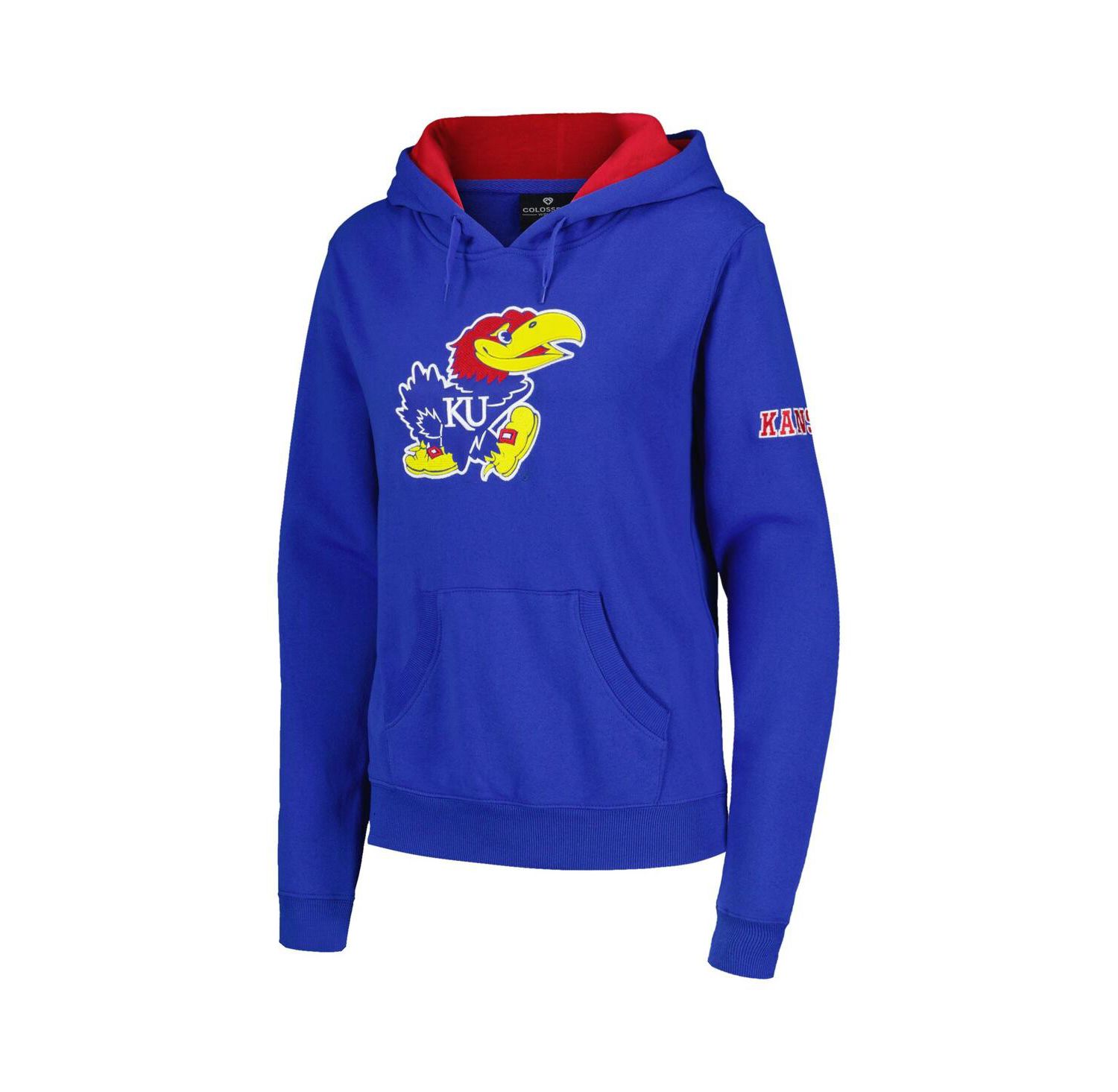 Women's Stadium Athletic Royal Kansas Jayhawks Big Logo Pullover Hoodie