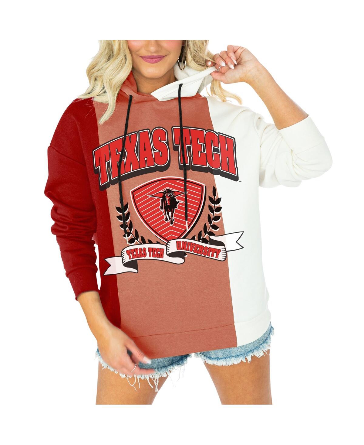 GAMEDAY COUTURE WOMEN'S GAMEDAY COUTURE RED TEXAS TECH RED RAIDERS HALL OF FAME COLORBLOCK PULLOVER HOODIE 