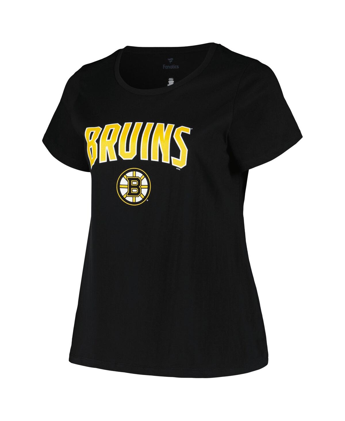Shop Profile Women's  Black Boston Bruins Plus Size Arch Over Logo T-shirt