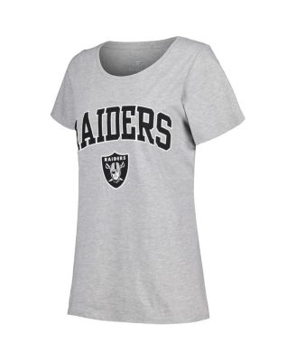 Women's Heather Gray Las Vegas Raiders Plus Size Arch Over Logo T-shirt
