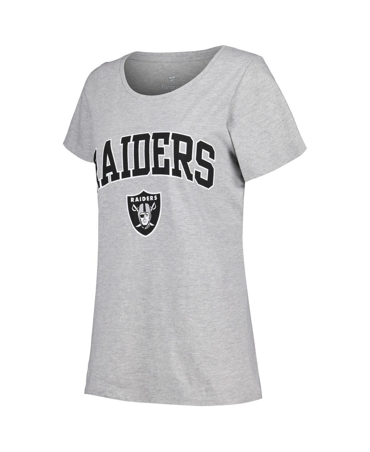 Shop Fanatics Women's  Heather Gray Las Vegas Raiders Plus Size Arch Over Logo T-shirt